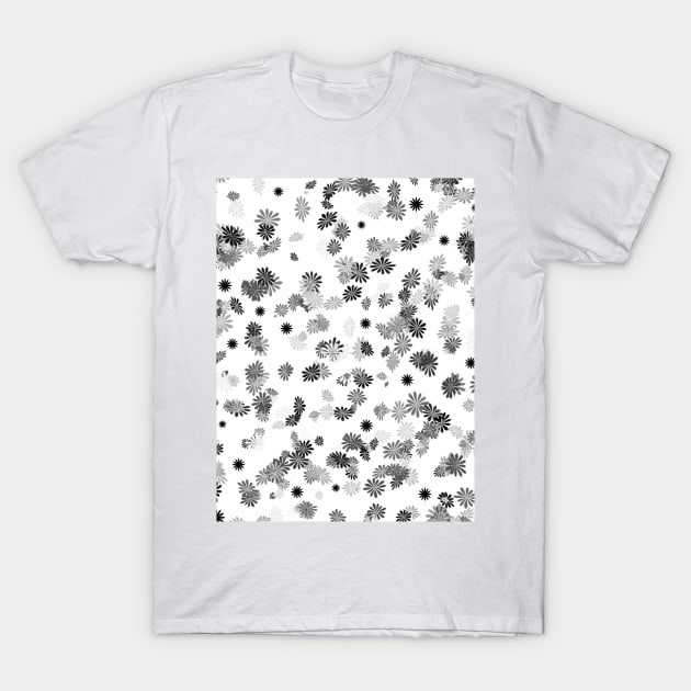 Black and white falling leaves T-Shirt by Spinkly